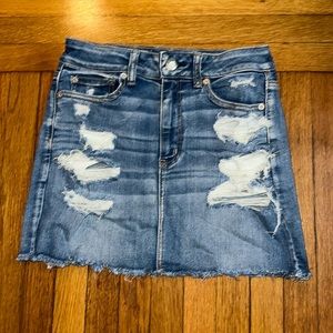 Denim high waist mini skirt